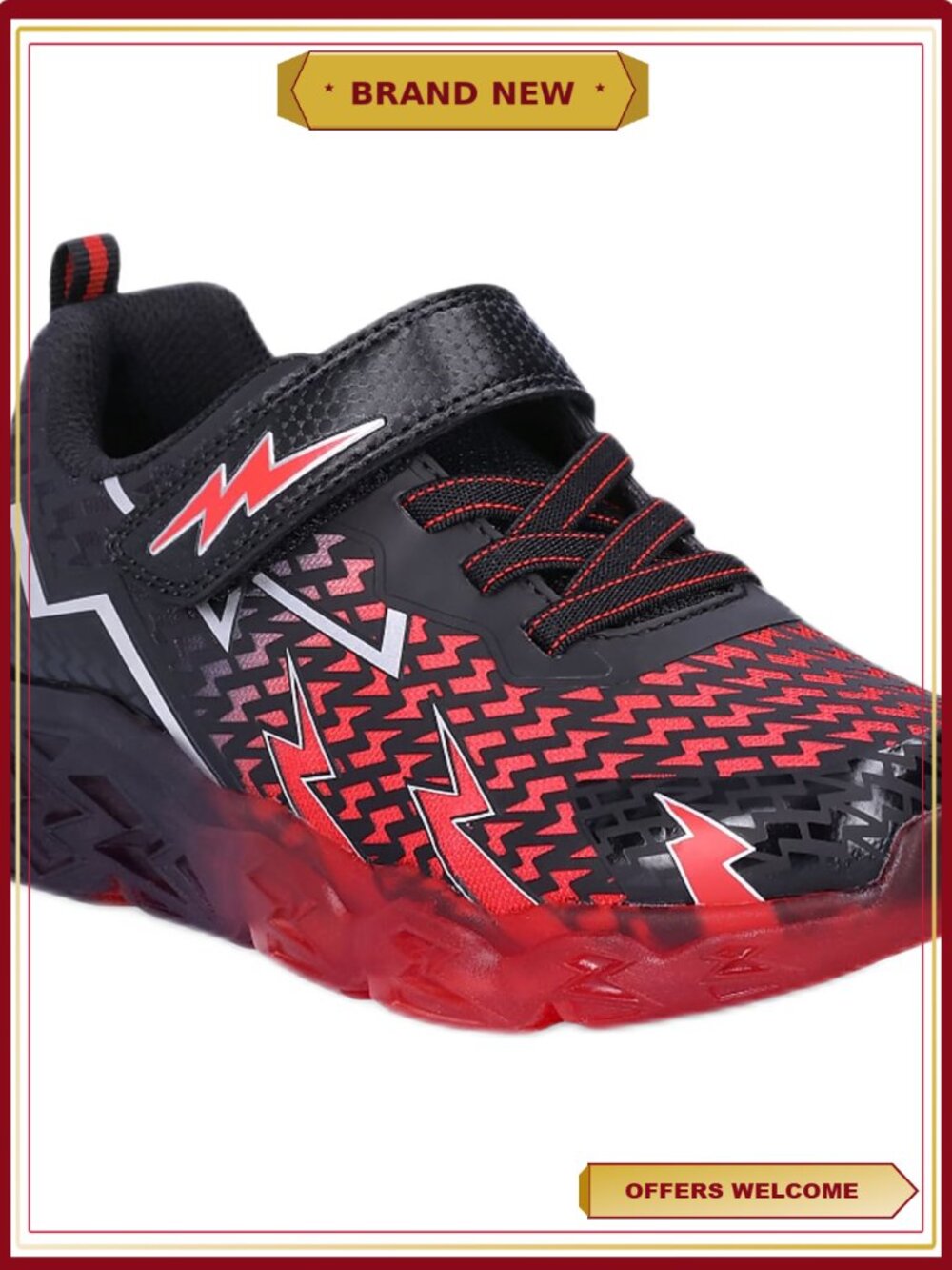 Boys Light-Up Play Sneakers Hook-and-Loop Strap Cushioned